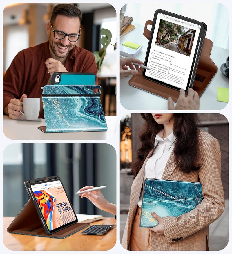 DTTO for iPad A16 Case, iPad 11th / 10th Generation Case (2025/2022), 360 Degree Rotating Premium Leather Folio Stand Cover with Pencil Holder, Sandy Wave - Image 5